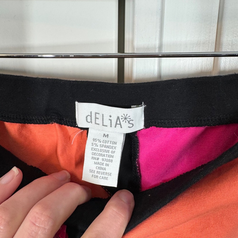 dELiA*s retro Neon Colorblock Metallic Rainbow Sequin Mini Skirt Size Medium - Picture 2 of 5